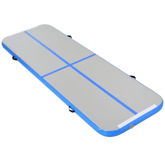 Airtrack tapis de gymnastique gonflable dim. 300L x 100l x 10H cm tissu stratifié PVC bleu 300x100x10cm Bleu