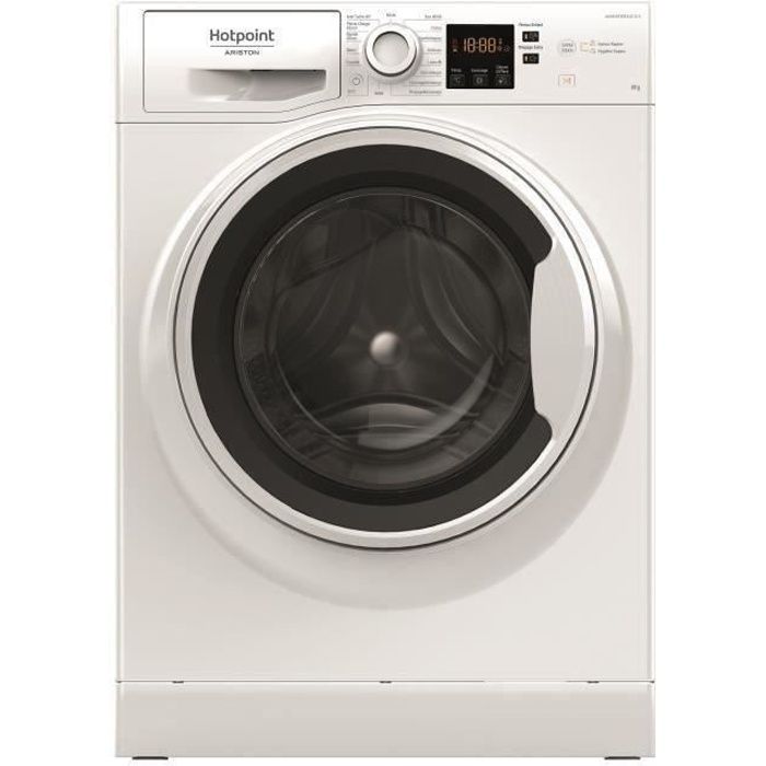 Lave-linge hublot HOTPOINT NSH843CWWFRN Natis - 8 kg - Induction - 1400 trs/min - Blanc