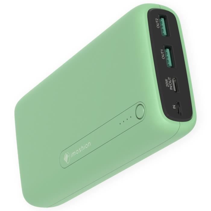 IMOSHION® Batterie Externe 27000mAh Recharge Rapide USB-C micro-USB USB-A Power Bank Vert