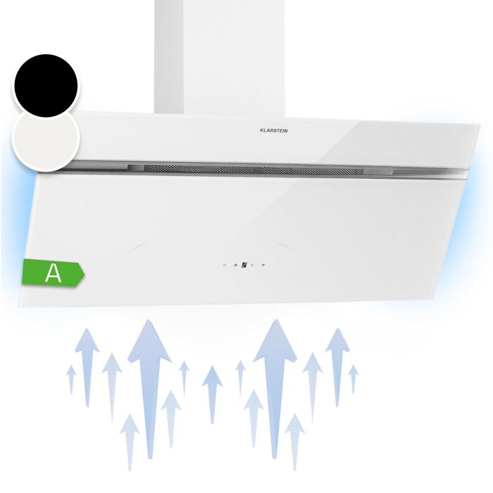 Klarstein Alina 90 Hotte murale aspirante 90cm - 600 m³-h - 3 vitesses - Classe A -Blanc