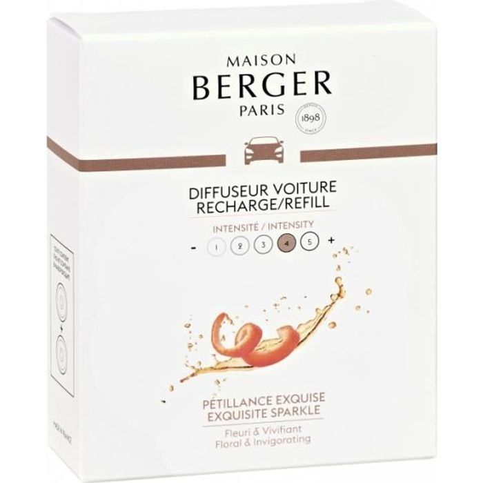Maison Berger - 6426 Recharges Diffuseur voiture Pétillance Exquise Blanc