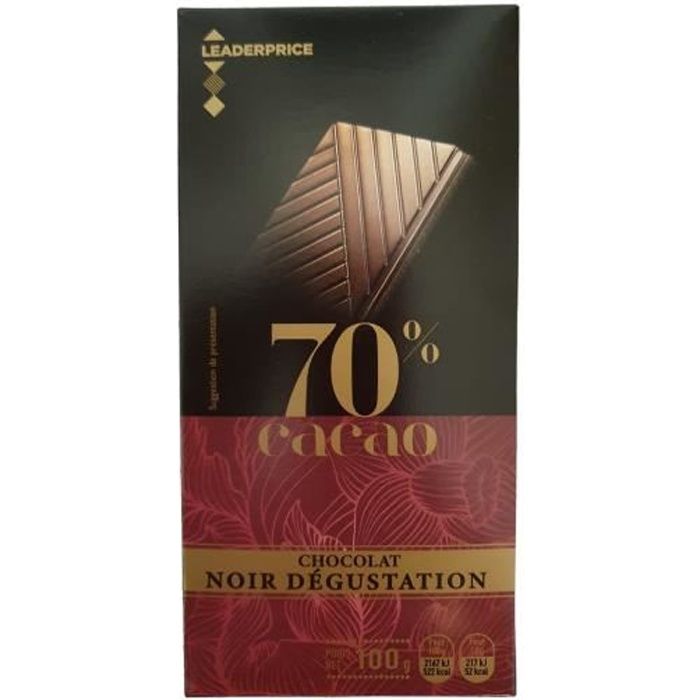 Tablette chocolat noir dégustation - 100g