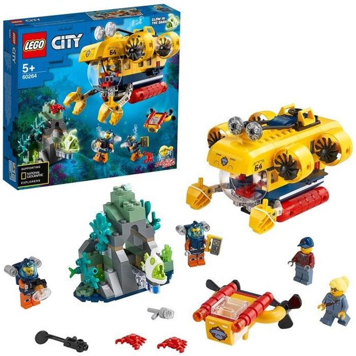 LEGO® City 60264 Le sous-marin d’exploration, Jeu de Construction avec Mini-figurines, Idée Cadeau et Jouet pour Enfants 5 ans et +