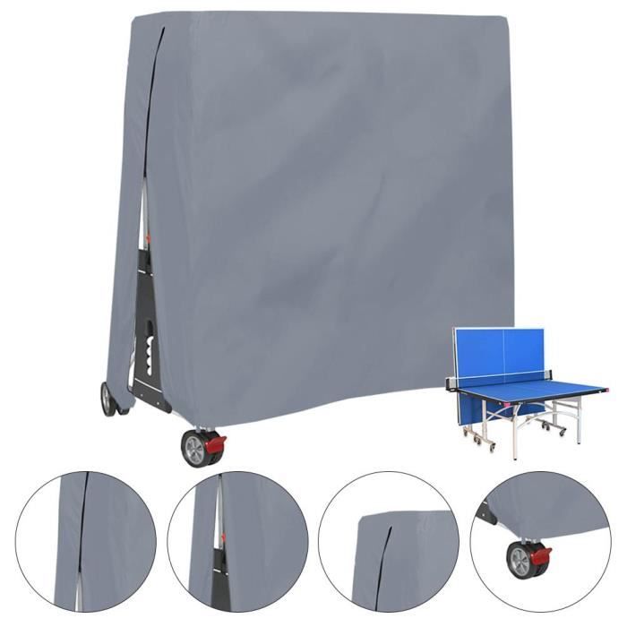 Housse pour Table de Ping Pong, Étanche, Résistance au Vent, Anti-UV, Oxford Bâche de Protection Table de Tennis de Table - Gris