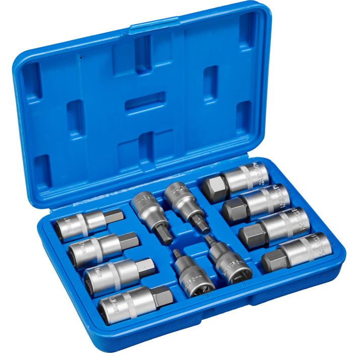 TECTAKE Coffret à Outils 12 Douilles mâles pour Clé à cliquet en Acier Chrome Vanadium