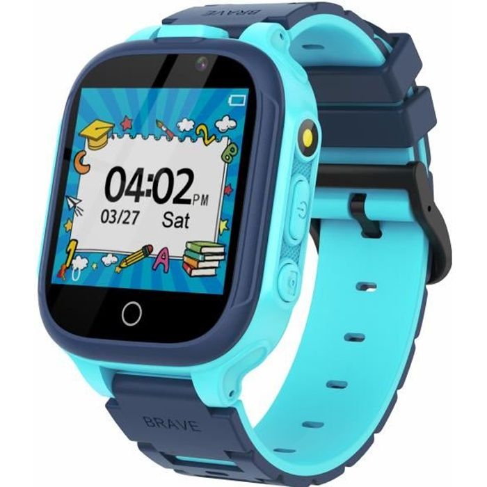 UVERBON Montre de jeu intelligente enfants,14 jeux de puzzle HD double caméra 1,44 -écran tactile cadeaux d'anniversaire bleu