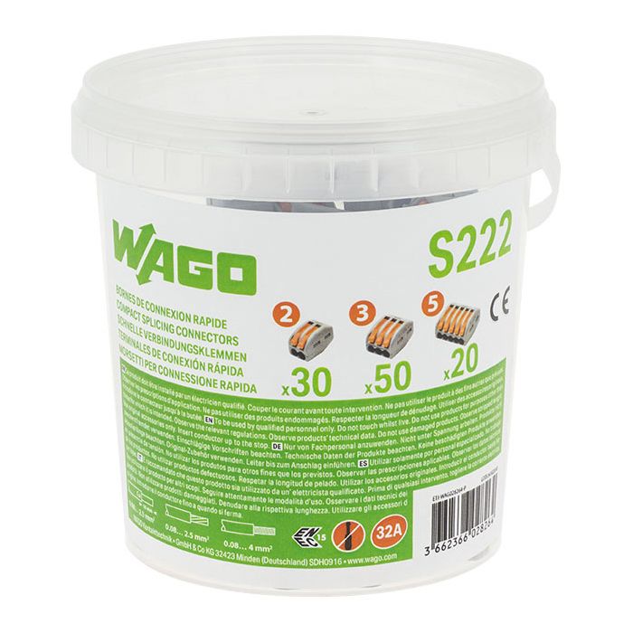 WAGO - Seau de 100 bornes de connexion automatique S222 2,3 et 5 entrées