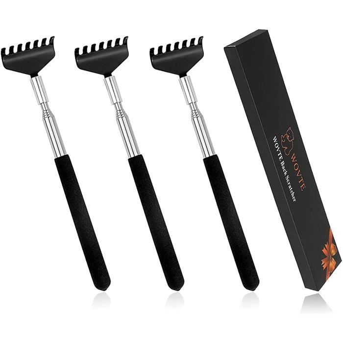 Gratte-Dos, WOVTE Lot de 3 Masseur de dos télescopique en acier inoxydable extensible portable - Soulagement des démangeaisons
