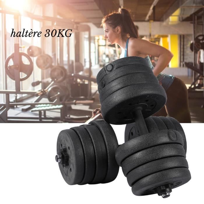 30KG Haltères de l'exercice Musculation Gym Entraînement Biceps Triceps Poids libres L00279