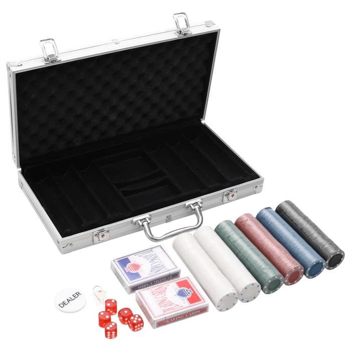 vidaXL Jeu de jetons de poker 300 pcs 4 g ensemble de jeu de poker jeu de poker jeu de jetons jeu de blackjack 80415