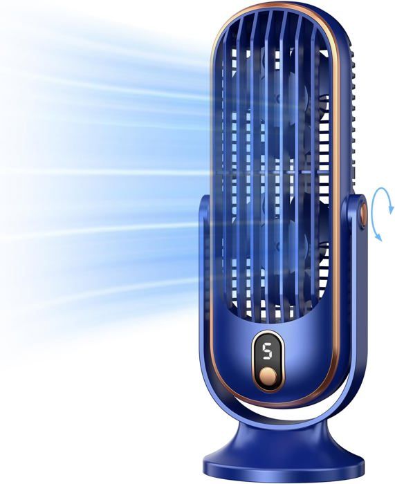 Ventilateur tour - AVEKI - Modèle portable - 5 vitesses - Rechargeable USB - Silencieux 30 dB - Aveki