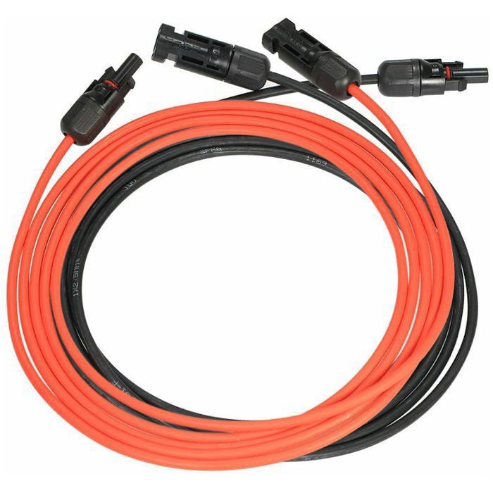 Câble Solaire SeKi 6mm² 20m Rouge/noir - Connecteurs MC4 Montés - Extension PV H1Z2Z2-K