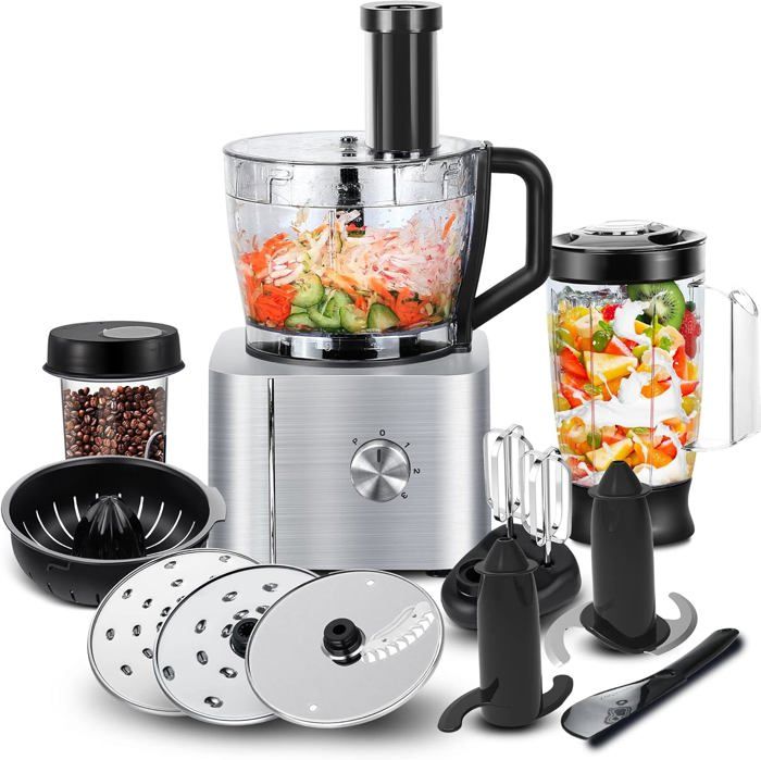 Robot De Cuisine Multifonction 1300W SNDOAS - Bol 3.5L + Blender 1.5L - Hachoir, Mixeur, Moulin à Café