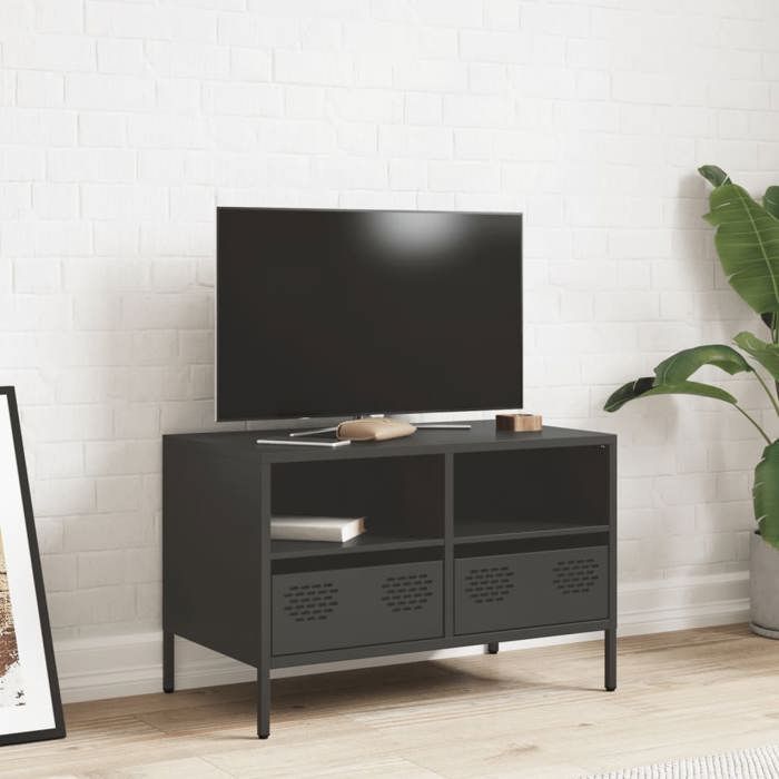 Meuble TV/Hi-Fi - mango - noir 68x39x43 5 cm - acier laminé à froid M1123 Meuble TV/Hi-Fi - mango - noir 68x39x43 5 cm - acier laminé à froid M1123
