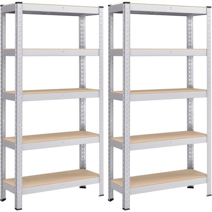 Lot de 2 Etagère établi pour charges lourdes 180 x 40 x 90 cm - 5 niveaux, 875 kg