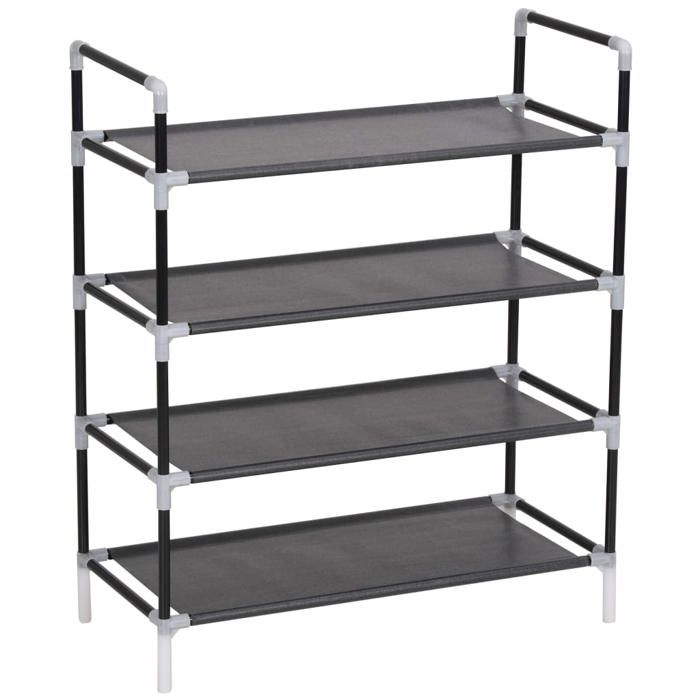 Bon plan Range-chaussures - JILI HOT - Grande Capacité - avec 4 étagères Métal et Tissu non tissé Noir - pour Entrée/Couloir