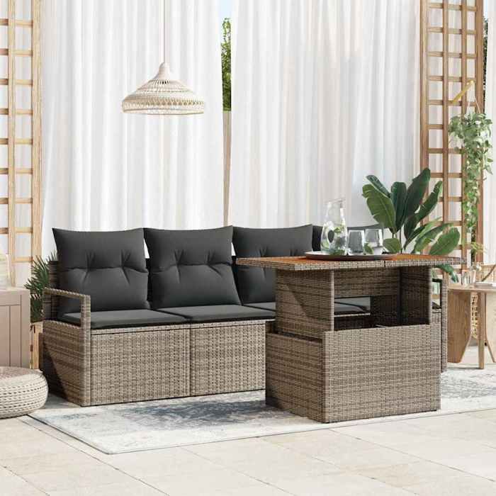 vidaXL Ensemble de canapé de jardin avec coussin 5 pcs Gris 3349642