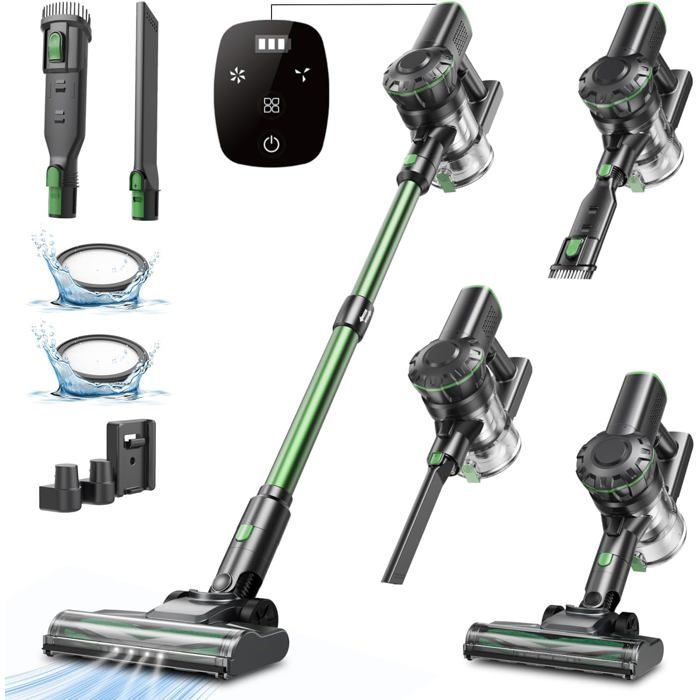 Aspirateur Balai Sans Fil 450W 40KPa - 50 Min Autonomie - Écran Intelligent - 2024