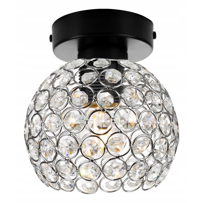 Plafonnier boule en cristal - Light-Home - CRYSTAL 2222/KB/C - Métal et Cristaux - Blanc/Noir