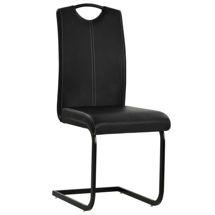 (SOLDES JUILLET)Chaises à manger cantilever 4 PCS - UU - Scandinave Fauteuil salon - noir similicuir FR1246194
