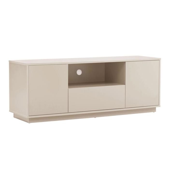 Meuble TV moderne rectangulaire L140 cm écru Ruben - Oviala Meuble TV moderne rectangulaire L140 cm écru Ruben - Oviala