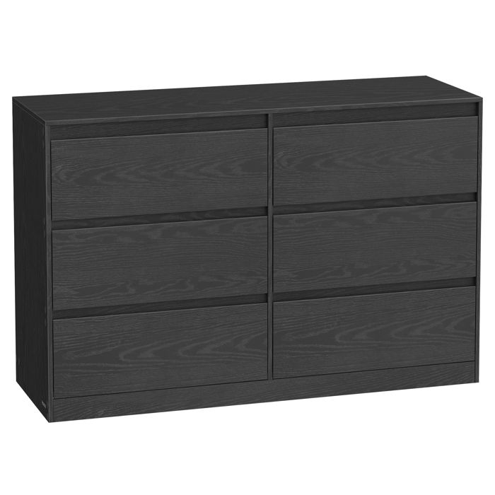 Commode Chambre 6 Tiroirs - VASAGLE - Moderne - Noir Boisé - Sécurité Anti-Basculement
