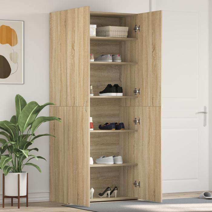 Meuble à chaussures Chêne Sonoma 80x35 5x180 cm Bois d ingénierie