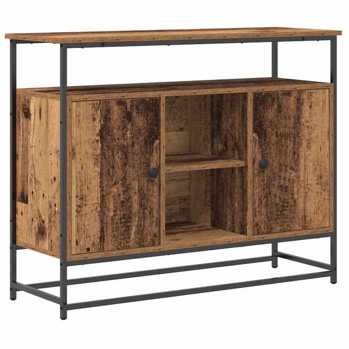 YUN@Buffet Bas Bahut Armoire Commode Sidebord en bois ancien 100x35x80 cm en bois aggloméré et acier @2953@