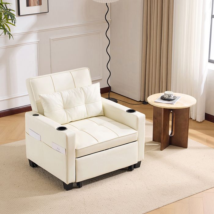 Fauteuil convertible 3 en 1 avec porte-gobelets et USB chaise longue/lounge idéal petits espaces Fauteuil convertible 3 en 1 avec porte-gobelets et USB chaise longue/lounge idéal petits espaces