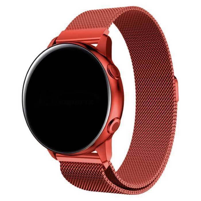 Stravo Bracelet Milanais Magnétique Luxe 20mm Acier Inoxydable pour Galaxy Watch 7/6/5/4 Active 2 Polar Ignite Huawei - Rouge
