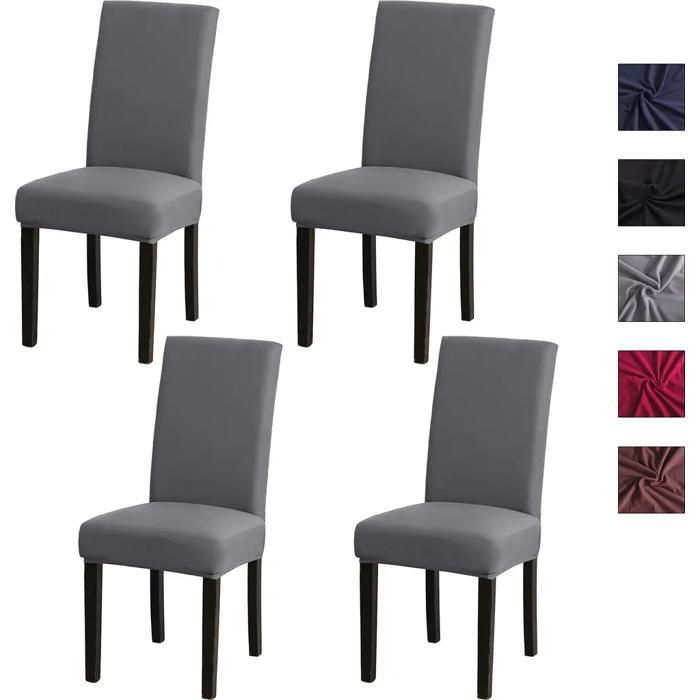 Housse de chaise - YYV - Lot de 4 - Extensible - Élastique - Lavable - Gris