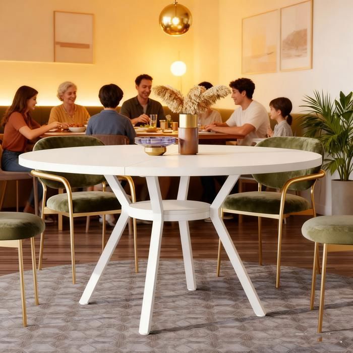 Table de Salle à Manger Ronde 120×75cm Table ronde moderne table de cuisine Rétro Scandinave Parfaite (Blanche)