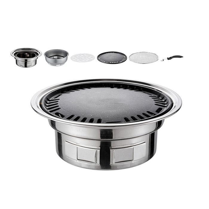 Barbecue Coréen Multifonctionnel au Charbon de Bois de 13 Pouces Réchaud à Charbon Portable pour Camping Pique Nique en