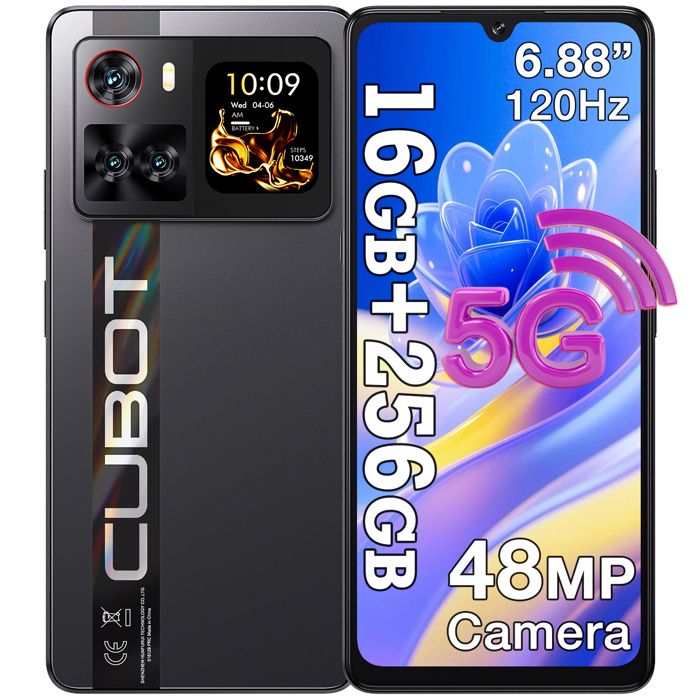 CUBOT X100 Smartphone 5G 6.88 16Go(8+8) + 256Go/jusquà 1To 6.88 5100mAh 64MP Caméra Téléphone Portable Double SIM NFC GPS - Noir