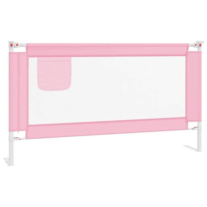 Barrière de lit denfant - vidaXL - Rose - 150x25 cm - Hauteur réglable 70-95 cm - Convient matelas 3-33 cm