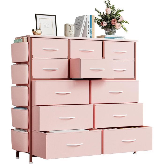 COMMODE DE CHAMBRE - TOYS S-Commode à 12 tiroirs pour chambre à coucher Commode en tissu -99*30*110cm