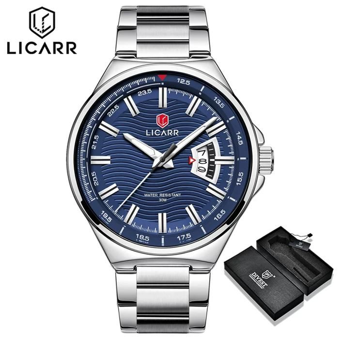 Classique hommes Montres Étanche à 3 ATM Montres à quartz Avec calendrier Bracelet en acier inoxydable Business Montres