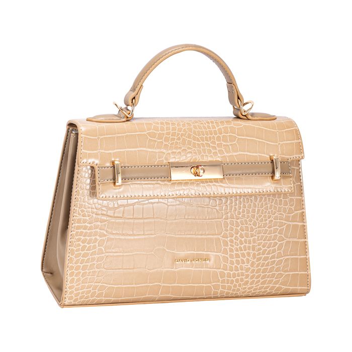 David Jones Paris - Sac à main Similicuir Croco - Taille Moyenne - 2 compartiments - Chic Ville Soirée - Couleur Beige David Jones Paris - Sac à main Similicuir Croco - Taille Moyenne - 2 compartiments - Chic Ville Soirée - Couleur Beige
