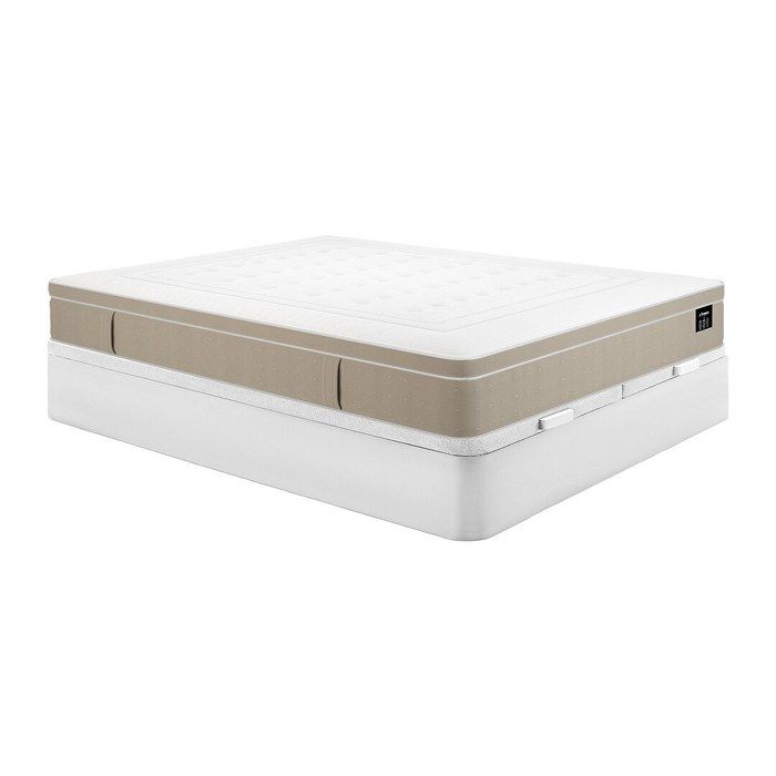 Ensemble 180 x 200 cm sommier coffre blanc + matelas hybride ressorts ensachés 7 zones et gel à mémoire de forme ép.28cm - CIREVA de