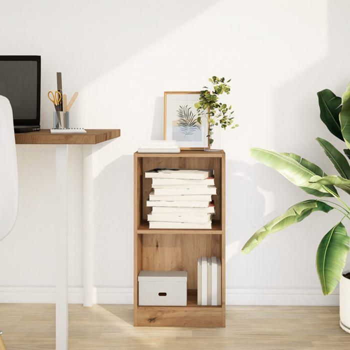 Promo 2026Meuble de rangement - Brun Bibliothèque - CLARENCE - Pour salon - chêne artisanal 40 x 24 x 76cm bois dingénierie - 411