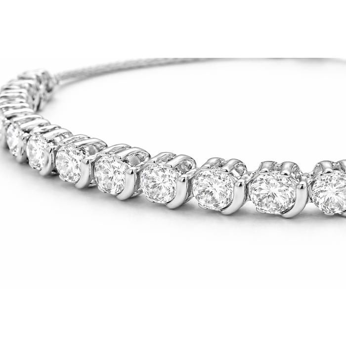Bracelet Femme ARGENT 925 Rhodié et Cristaux de SWAROVSKI Éclat Diamant Taille Réglable Diam. 7cm Bijou Poinçonné Cadeau Luxe Chic