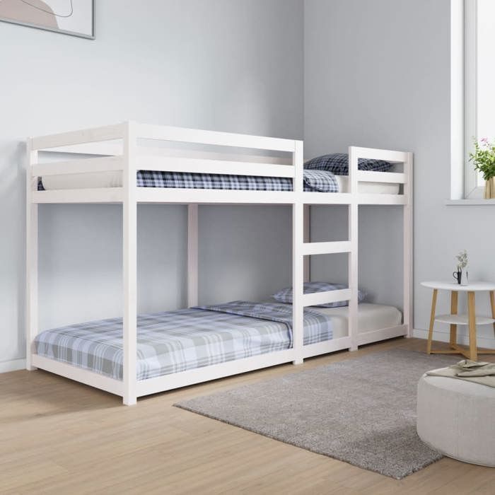 Soldes FlottantsLit simple 80x200cm Lit superposé pour enfants classique sans matelas blanc 80x200cm Bois de pin massif