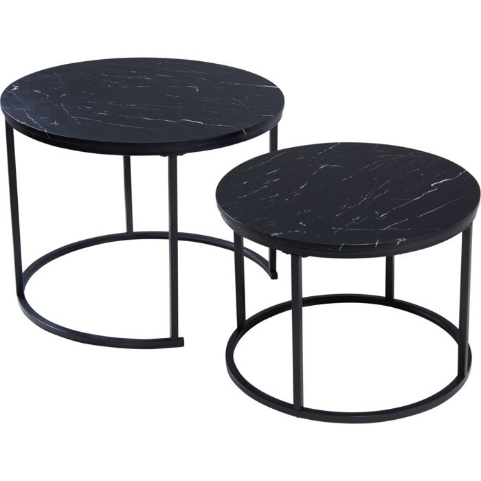 Table pliante ronde set 2 pcs 60/50 cm noir - H & S COLLECTION