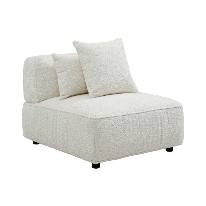 Fauteuil en tissu bouclette blanc cassé LELACO de Maison Céphy Fauteuil en tissu bouclette blanc cassé LELACO de Maison Céphy