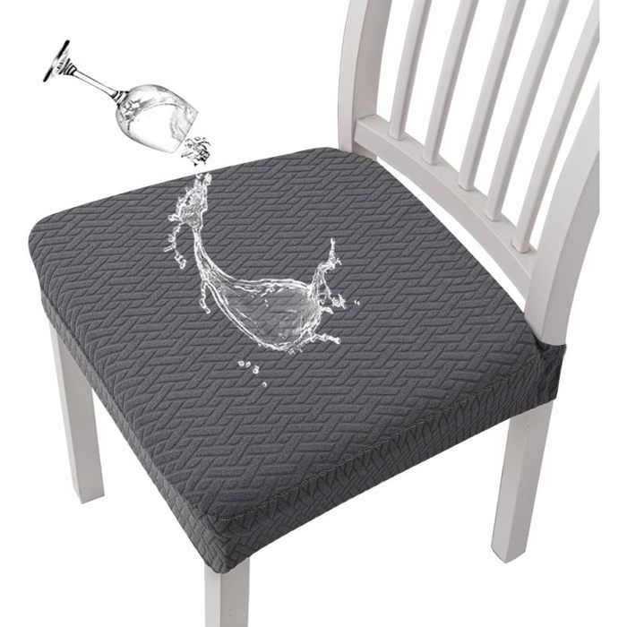 Housse de Chaise Extensible 4 Pièces Housse de Chaise Salle à Manger Moderne Jacquard Housse Gris HOUSSE DE CHAISE