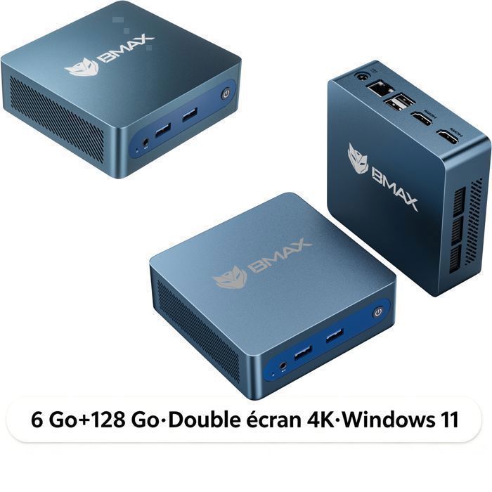 BMAX - B1 Plus- Mini PC - Intel ® J3355 - 6Go RAM 128Go SSD - Windows 11- minipc pas cher - WiFi 5G - Bluetooth 5.0