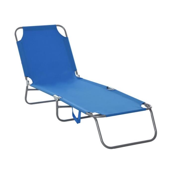 Transat solaire pliable de jardin de camping avec réglable charge Max 120 kg pour balcon et terrasse tissu Oxford bleu