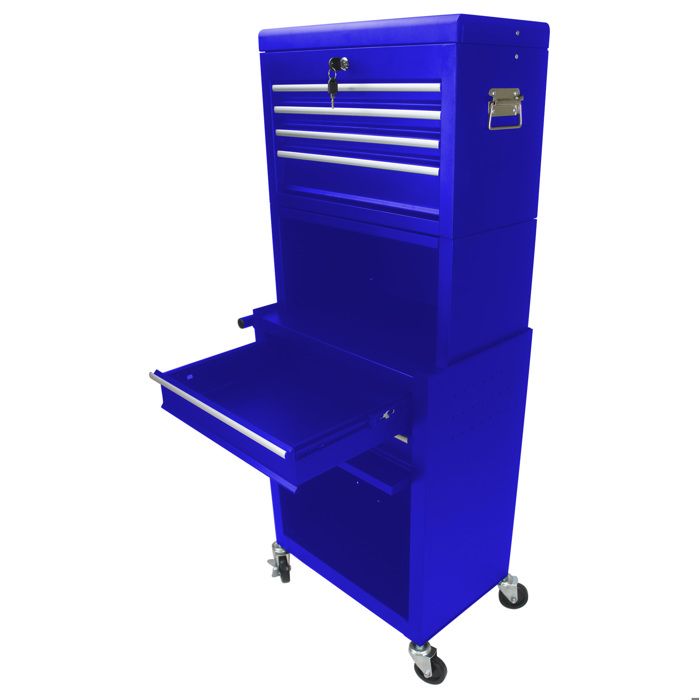 Servante datelier caisson à outils 6 tiroirs sur roulettes verrouillable acier bleu 51 x 53 01 x 132 04 cm ORVRYN