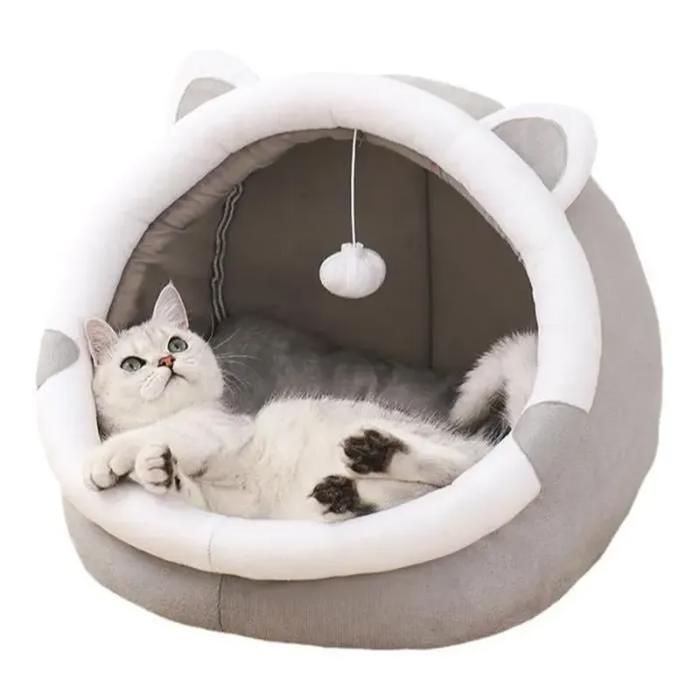 Panier Chat avec Coussin Amovible - IDEA PETS - Maison de Chat Tente pour Chat - Gris - Taille L Panier Chat avec Coussin Amovible - IDEA PETS - Maison de Chat Tente pour Chat - Gris - Taille L