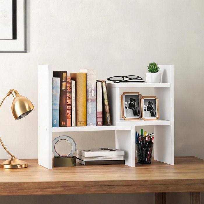 Étagère de bureau modulable 2 pièces en MDF blanc 34.5 x 17.5 x 39.5 cm
